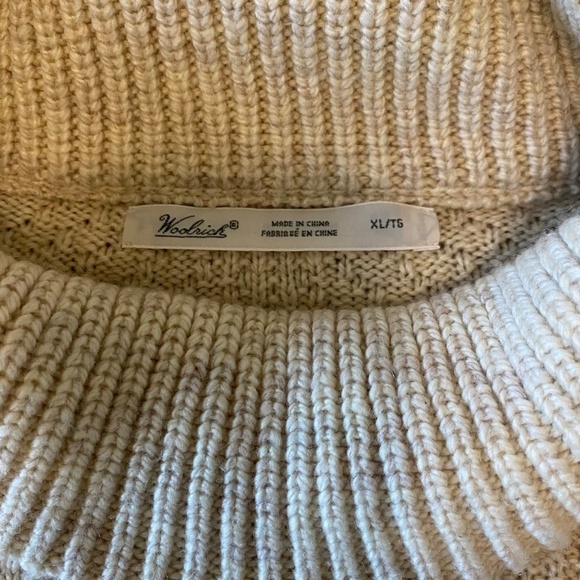 Woolrich-Knit Fringe Cowl Neck Flared Sleeve Sweater -Oatmeal- Size ‎ XL - Picture 8 of 10